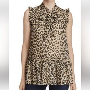 Kate Spade Animal Print Ruffle Blouse